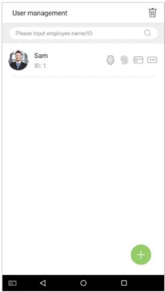 User management Please input employee name/ID Sam ID: 1