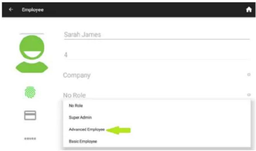 Employee Sarah James 4 Company No Role No Role Super Admin Advanced Employee Basic Employee