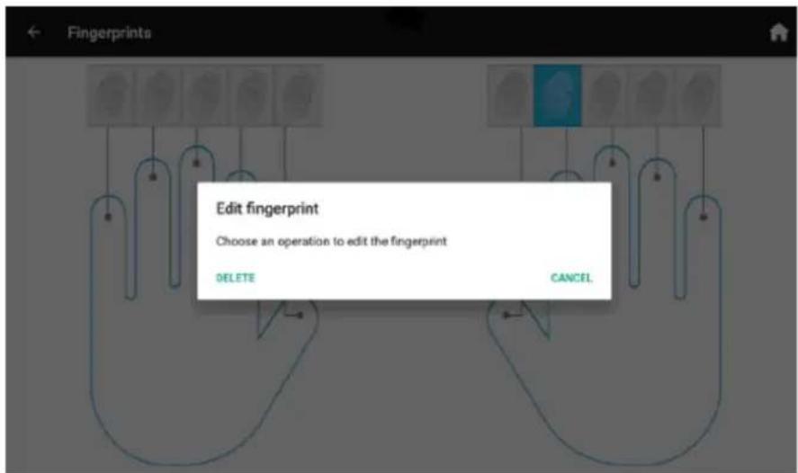 Edit fingerprint Choose an operation to edit the fingerprint DELETE CANCEL