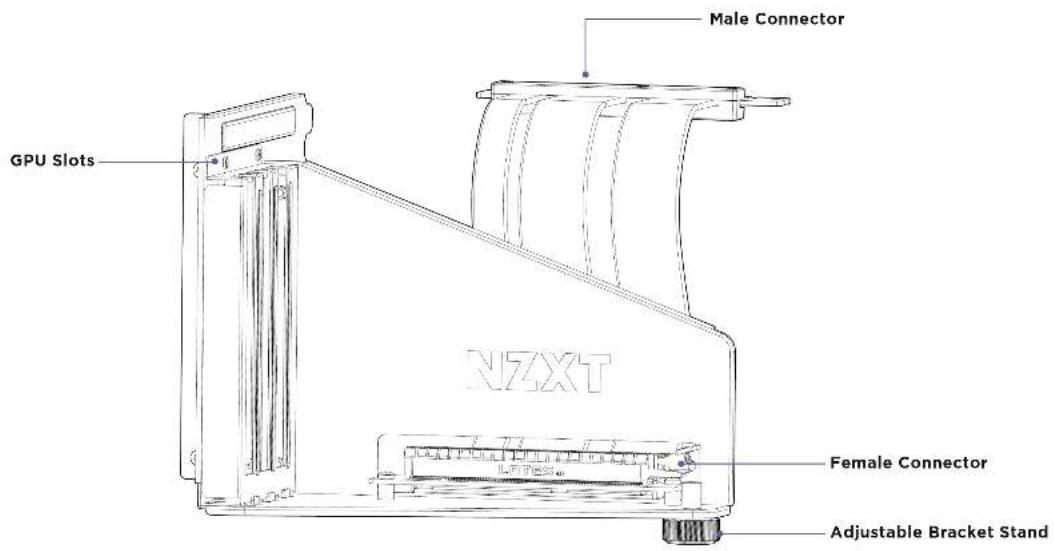 Male Connector GPU Slots NZXT Female Connector Adjustable Bracket Stand