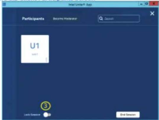 Install User® Apps Participants Become Moderator Search U1 start 3 Lock Session End Session