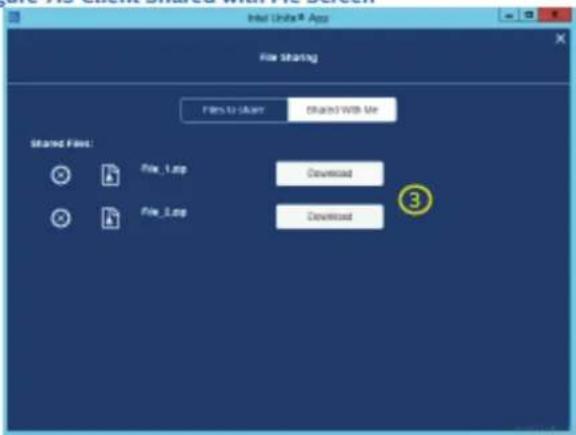 Intel Unity® App File sharing Files to Start Blended With Me Shared Files: File_1.zip Download File_2.zip Download ③
