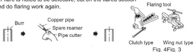 Burr Copper pipe Spare reamer Pipe cutter Flaring tool Clutch type Wing nut type Fig. 4Fig. 3