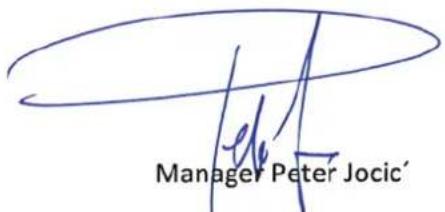 Manager Peter Jocic'