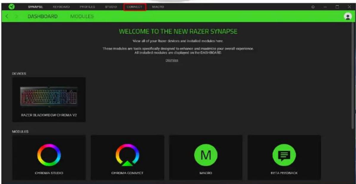 SYNAPSE KEYBOARD PROFILES STUDIO CONNECT MACRO DASHBOARD MODULES WELCOME TO THE NEW RAZER SYNAPSE View all of your Razer devices and installed modules here. These modules are tools specifically designed to enhance and maximize your overall experience. All installed modules are displayed on the DASHBOARD. Dismiss DEVICES RAZER BLACKWIDOW CHROMA V2 MODULES CHROMA STUDIO CHROMA CONNECT MACRO BETA FEEDBACK