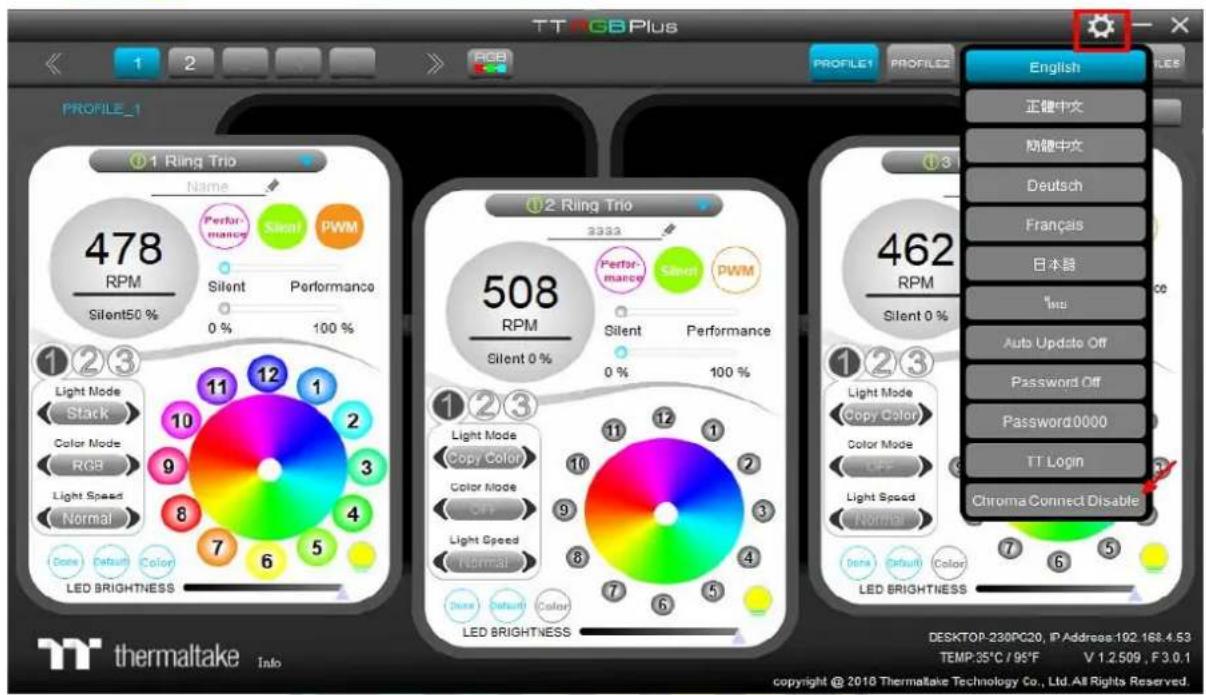 TT GB Plus PROFILE_1 Profile1 PROFILE2 English 正體中文 簡體中文 Deutsch Français 日本語 Img Auto Update Off Password Off Password0000 TT Login Chroma Connect Disable 478 RPM Silent50 % Perfor- mance Silent PWM Performance 0 % 100 % 123 Light Mode Stack Color Mode RGB Light Speed Normal Date Default Color LED BRIGHTNESS 123 Light Mode Copy Color Color Mode OFF Light Speed Normal Date Default Color LED BRIGHTNESS 508 RPM Silent 0 % Perfor- mance Silent PWM Performance 0 % 100 % 123 Light Mode Copy Color Color Mode OFF Light Speed Normal Date Default Color LED BRIGHTNESS 462 RPM Silent 0 % English 正體中文 簡體中文 Deutsch Français 日本語 Img Auto Update Off Password Off Password0000 TT Login Chroma Connect Disable DESKTOP-230PC20, IP Address:192.168.4.53 TEMP:35°C / 95°F V 1.2509, F 3.0.1 copyright @ 2018 Thermaltake Technology Co., Ltd. All Rights Reserved.