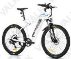 White and silver bicycle with black frame and blue accents, no visible text or symbols