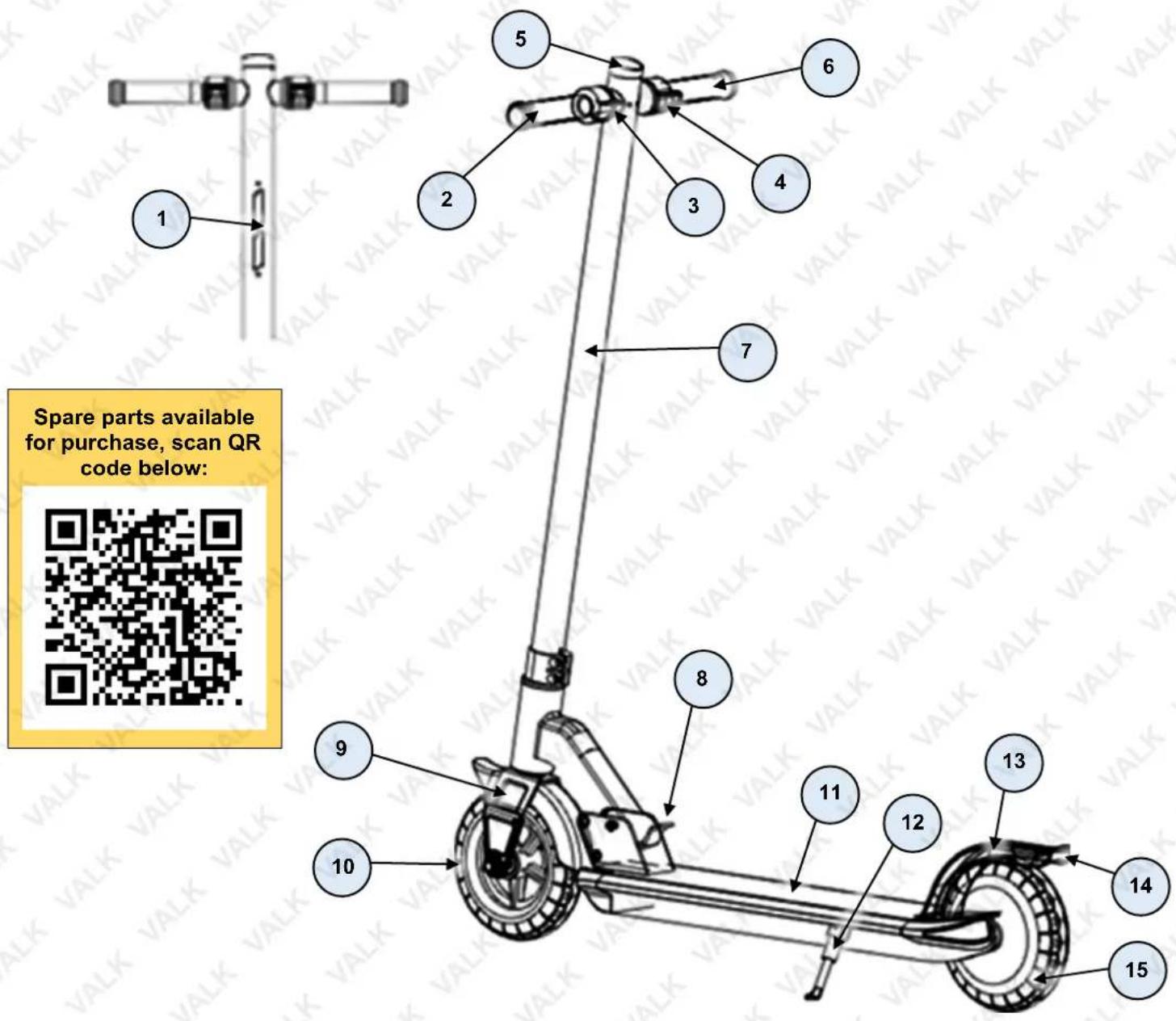 1 2 3 4 5 6 7 8 9 10 11 12 13 14 15 Spare parts available for purchase, scan QR code below: