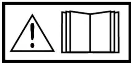 Warning symbol and open book icon with exclamation mark