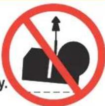 Prohibition sign with red circle and black symbol, featuring a house silhouette and upward arrow