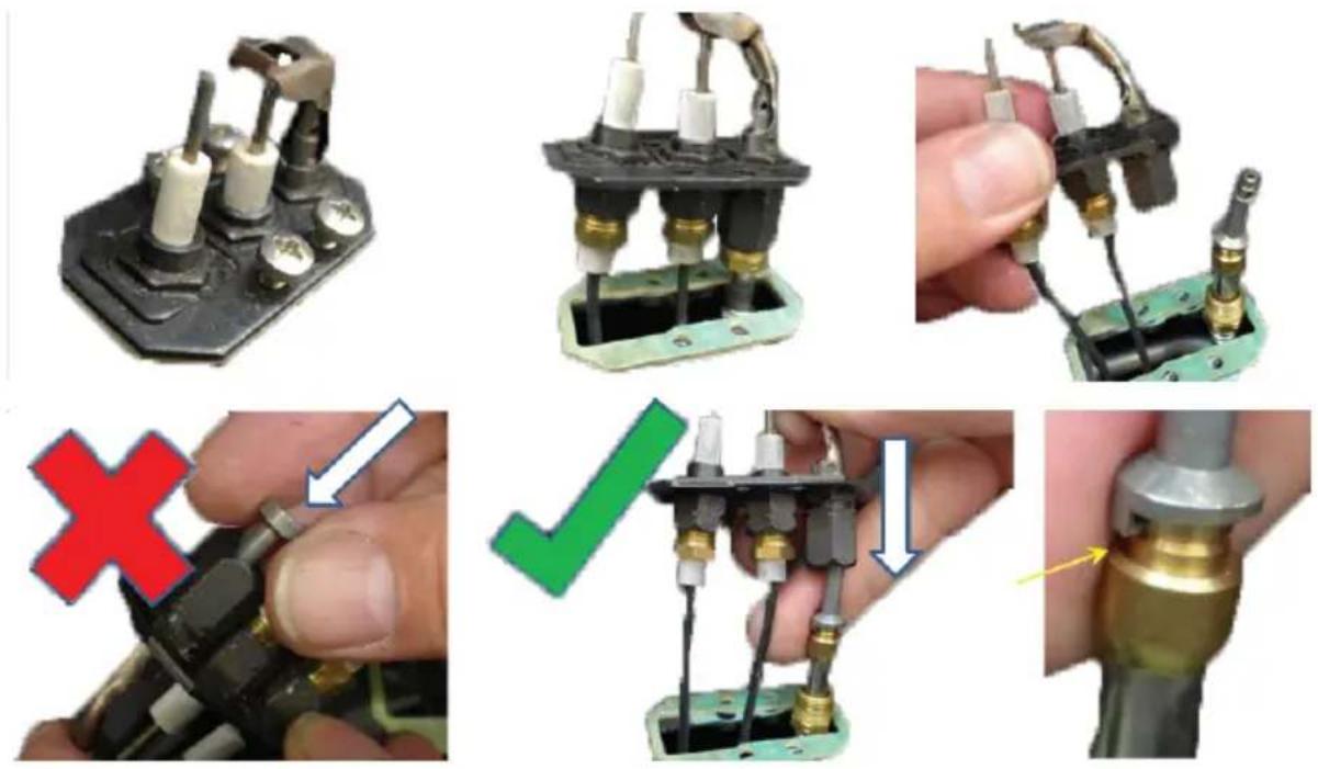 Technical diagram showing mechanical assembly steps with labeled states and annotations in Chinese