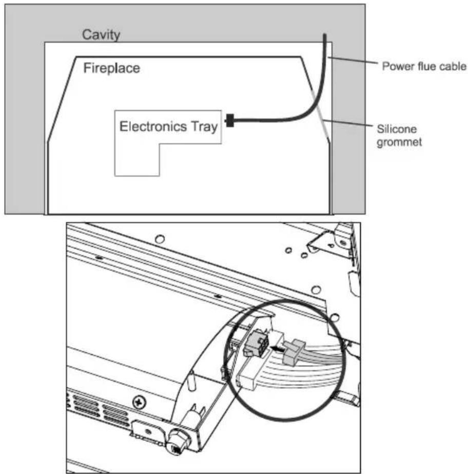 Cavity Fireplace Electronics Tray Power flue cable Silicone grommet