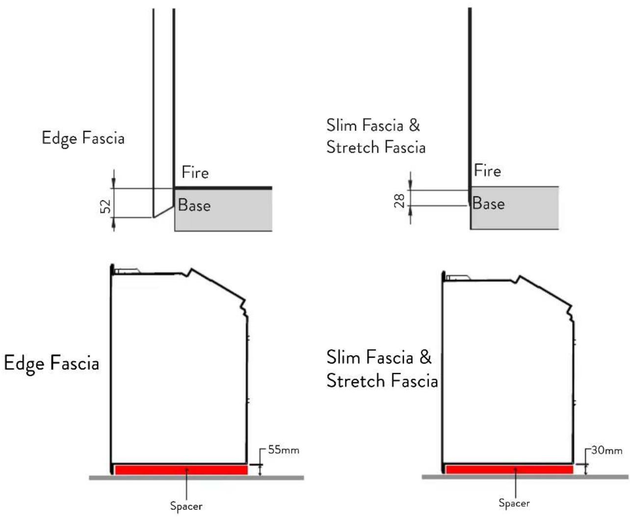 Escea DF960 - B9 Distance from Fireplace to Fascia Base - 1