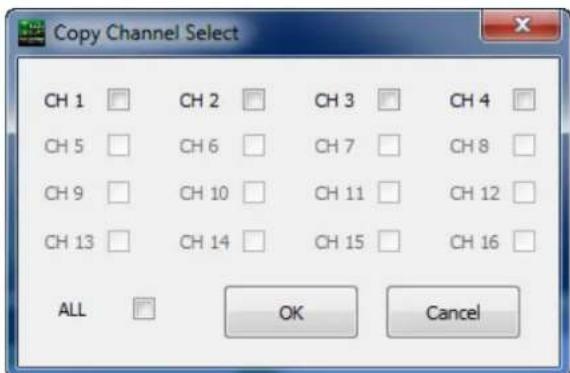 Copy Channel Select CH 1 CH 2 CH 3 CH 4 CH 5 CH 6 CH 7 CH 8 CH 9 CH 10 CH 11 CH 12 CH 13 CH 14 CH 15 CH 16 ALL OK Cancel