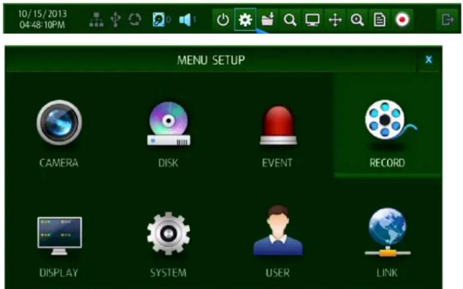10/15/2013 04:48:10PM MENU SETUP CAMERA DISK EVENT RECORD DISPLAY SYSTEM USER LINK
