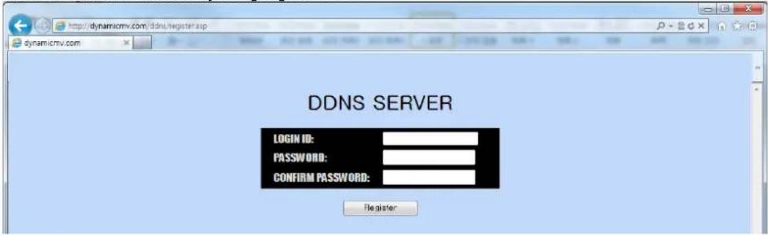 DDNS SERVER LOGIN ID: PASSWORD: CONFIRM PASSWORD: Register