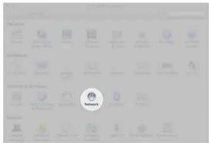 Screenshot of a desktop application interface with icons and a central 'Network' button
