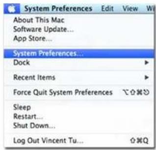 System Preferences Edit View Wi About This Mac Software Update... App Store... System Preferences... Dock Recent Items Force Quit System Preferences Sleep Restart... Shut Down... Log Out Vincent Tu...