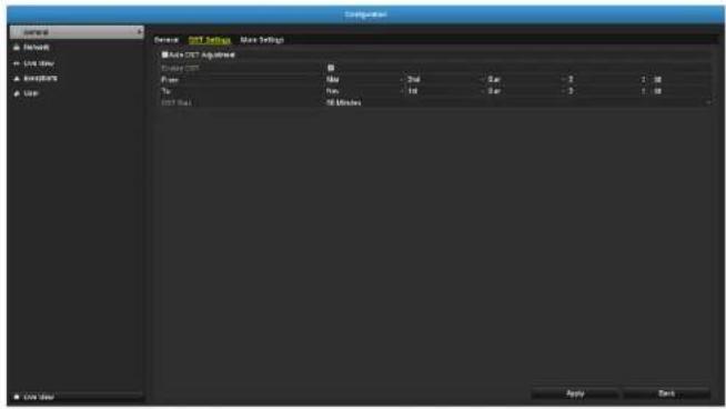 Configuration General SMT Settings More Settings ■ Max SMT Adjustment Input: SMT Max Min End Time 50 Minutes Apply Back