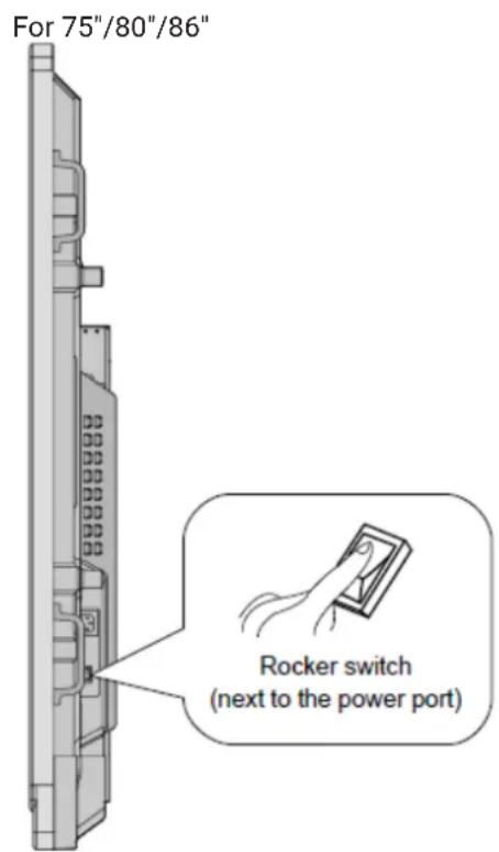 For 75"/80"/86" Rocker switch (next to the power port)