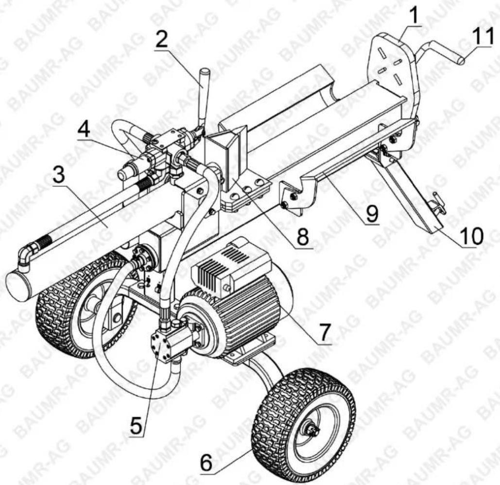 Technical diagram of a BAUMR-AG robotic vehicle with numbered components for identification.