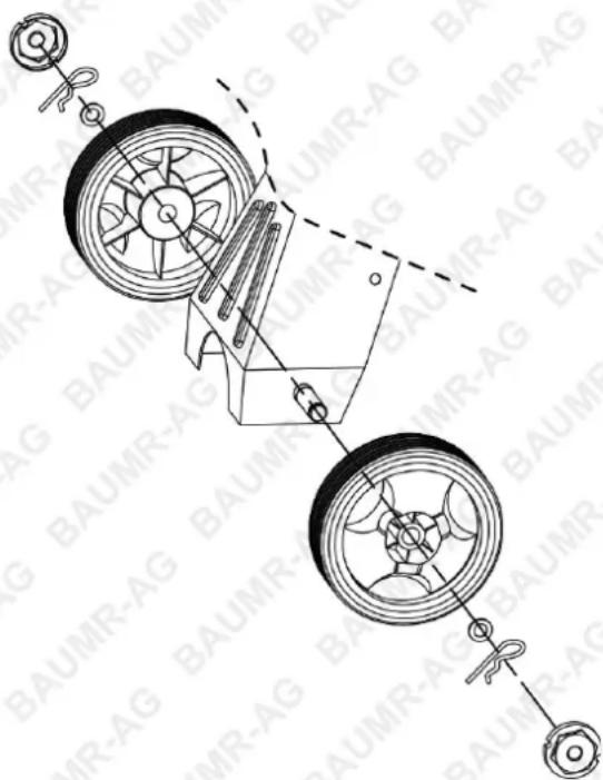 Technical diagram of a mechanical device with labeled components and assembly lines