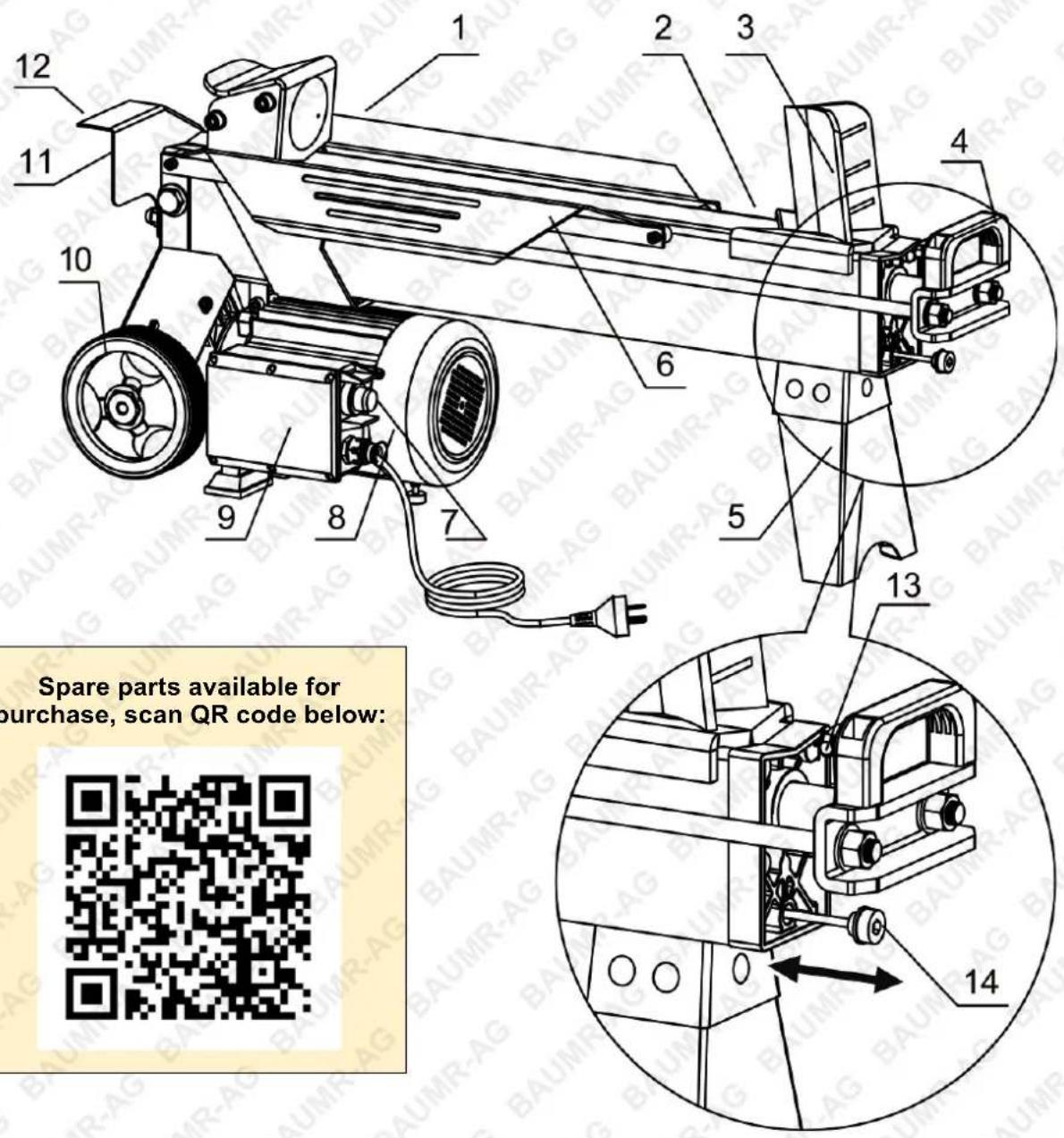 1 2 3 4 5 6 7 8 9 10 11 12 Spare parts available for purchase, scan QR code below: