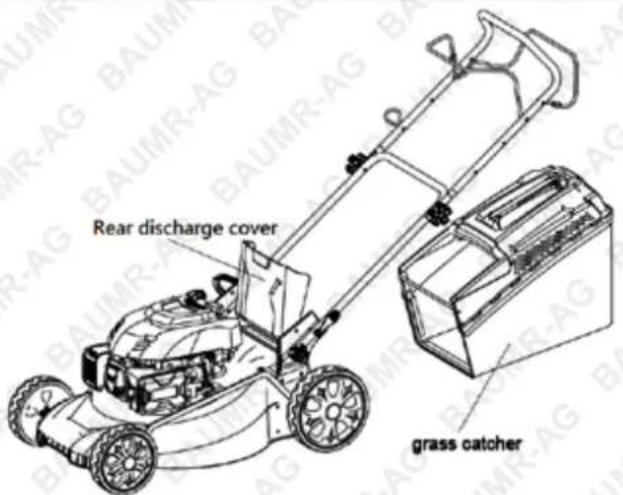 Rear discharge cover grass catcher