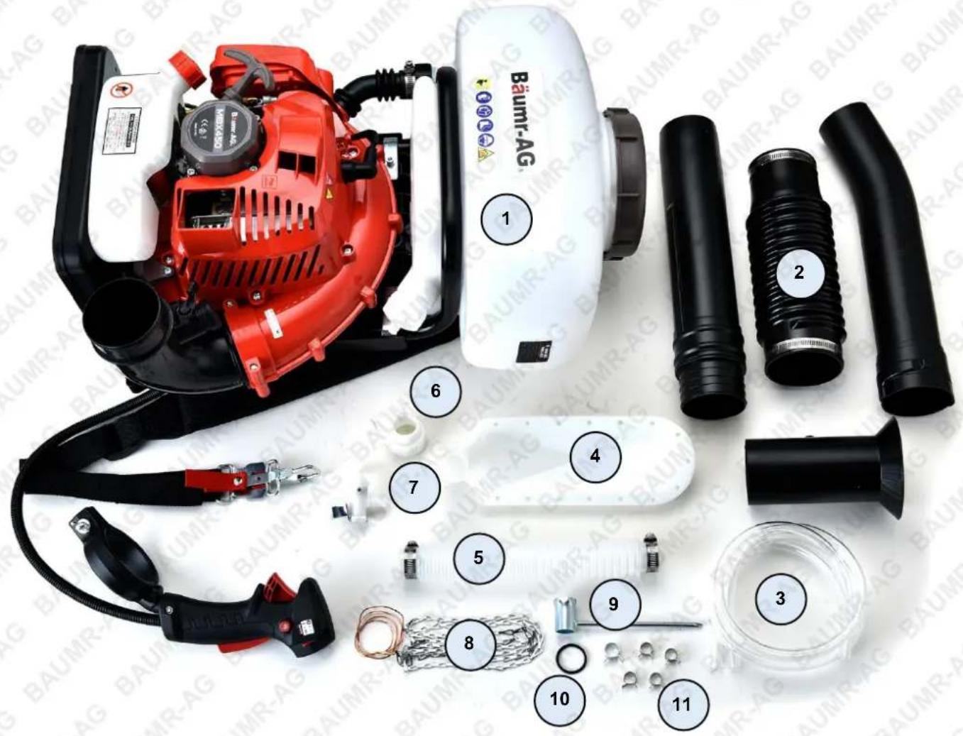 Exploded view of automotive air purifier components with numbered parts for identification