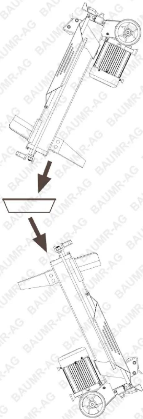 Technical diagram showing assembly steps of a mechanical device with labeled components and assembly details.