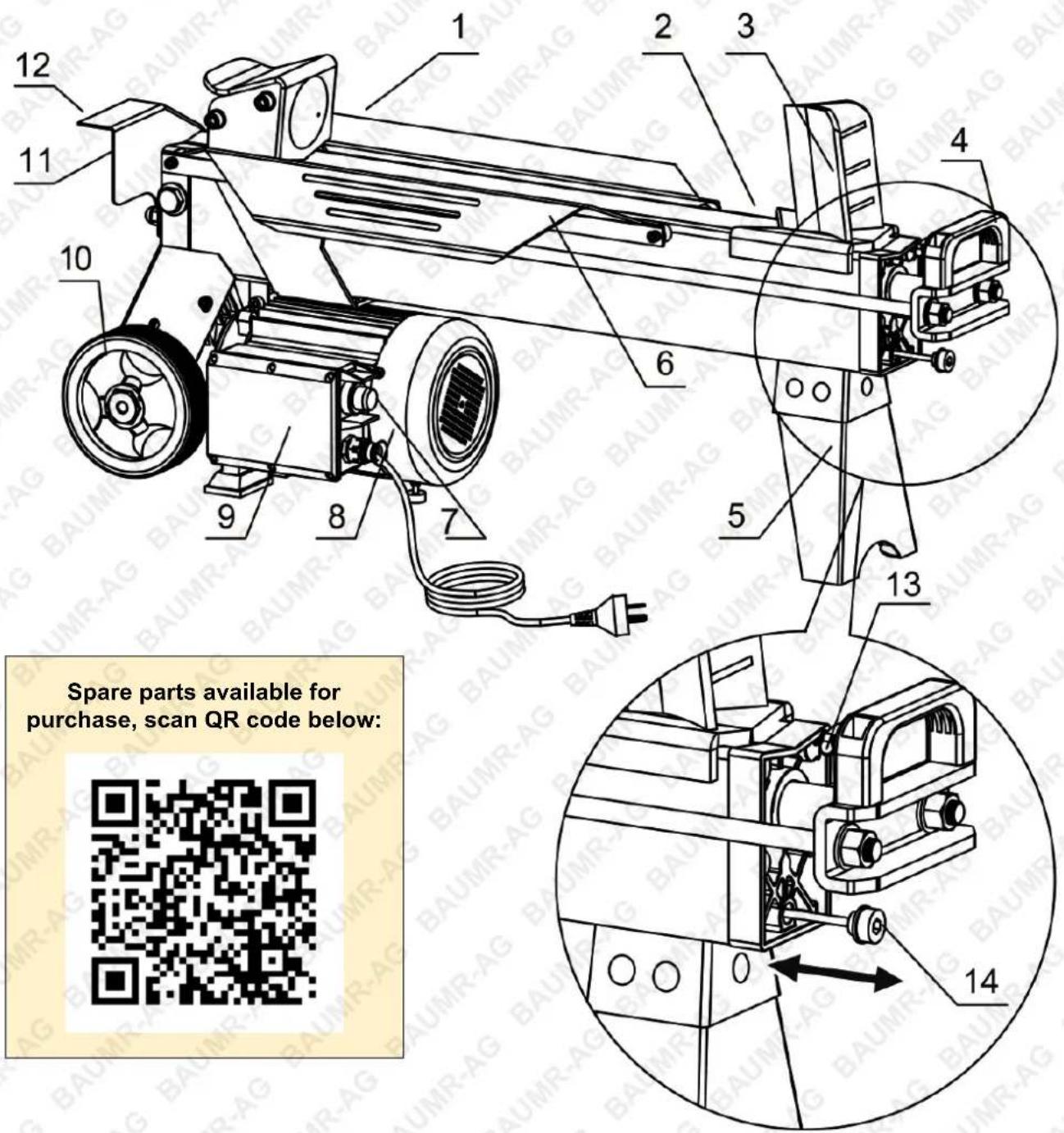 1 2 3 4 5 6 7 8 9 10 11 12 Spare parts available for purchase, scan QR code below: