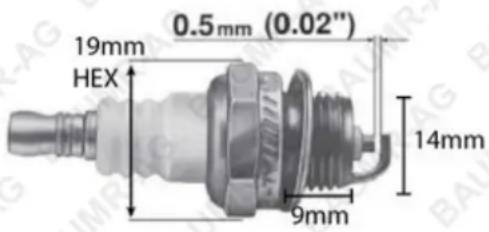 0.5mm (0.02") 19mm HEX 14mm 9mm
