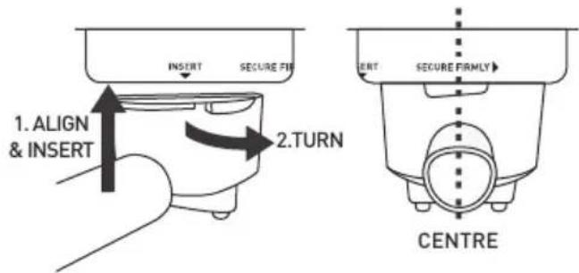 INSERT SECURE FIN 1. ALIGN & INSERT 2.TURN ENT SECURE FIRMLY CENTRE