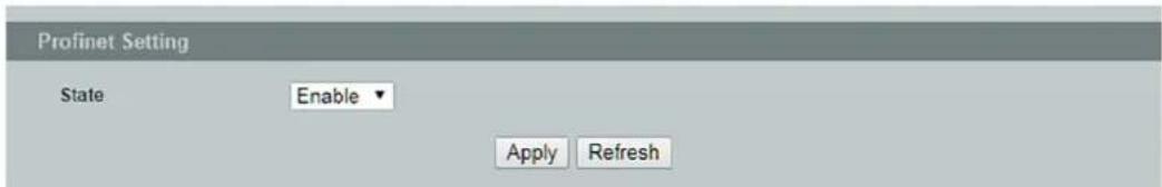 Profinet Setting State Enable Apply Refresh