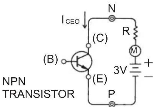 I_{CEO} (N) R (C) M + - 3V (E) B NPN TRANSISTOR P