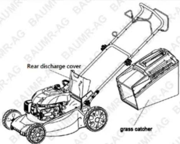 Rear discharge cover grass catcher