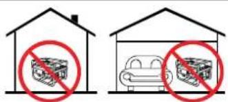 Diagram showing two scenarios of a car in a garage with no signage or boxes, indicating absence or prohibition.