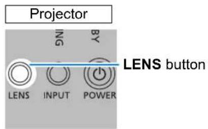 Projector ING BY LENS button LENS INPUT POWER