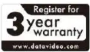Register for 3year warranty www.datavideo.com