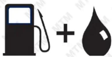 Image showing a fuel pump icon next to a plus sign and a droplet symbol, likely indicating fuel efficiency or water usage.