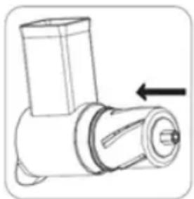 Technical line drawing of a mechanical component with an arrow indicating direction (no text or symbols)