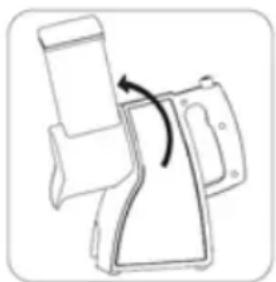 Simple line drawing of a mechanical component with an arrow indicating rotation (no text or symbols)