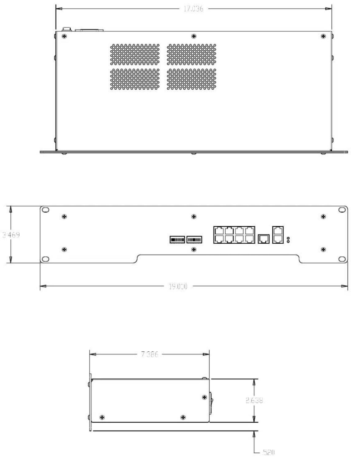 Aviom D400 - Dimensions - 1