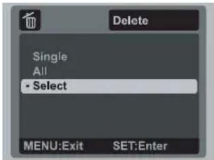 Delete Single All • Select MENU:Exit SET:Enter