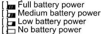 [ ] Full battery power [ ] Medium battery power [ ] Low battery power [ ] No battery power