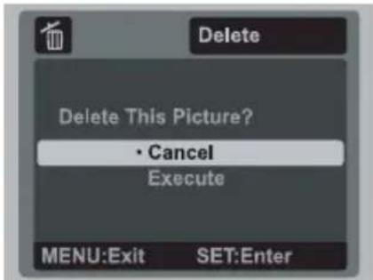 Delete Delete This Picture? • Cancel Execute MENU:Exit SET:Enter