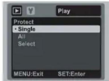 Play Protect • Single All Select MENU:Exit SET:Enter