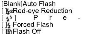 [Blank]Auto Flash [ ]#Red-eye Reduction [ ]# P r e - [ ]# Forced Flash [ ]# Flash Off