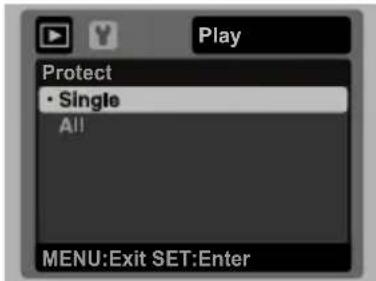 Play Protect • Single All MENU:Exit SET:Enter