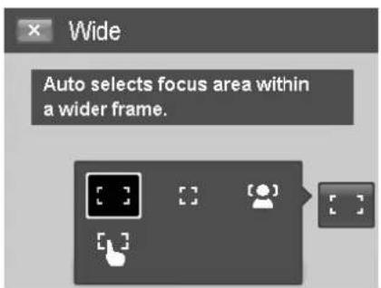 Wide Auto selects focus area within a wider frame.